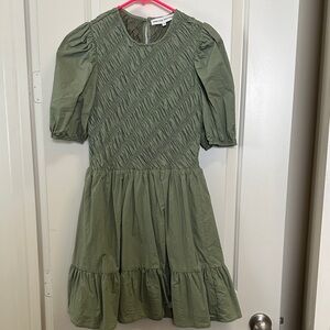 English Factory Asymmetrical Dress in Olive Green
